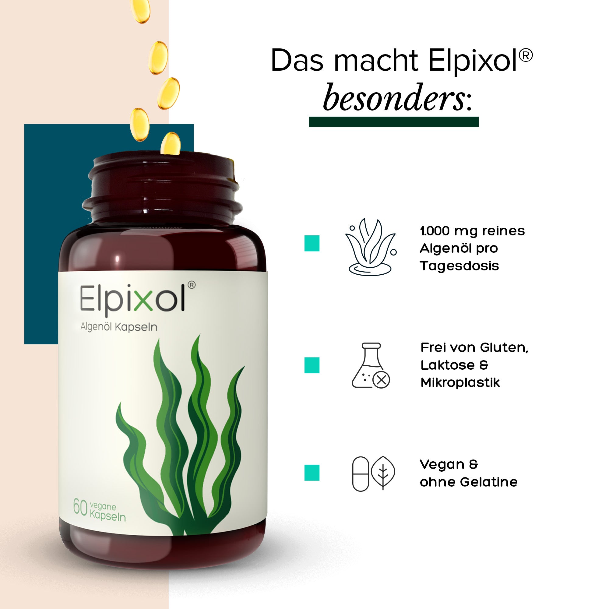 Elpixol® Algenöl Kapseln mit 500 mg EPA + DHA